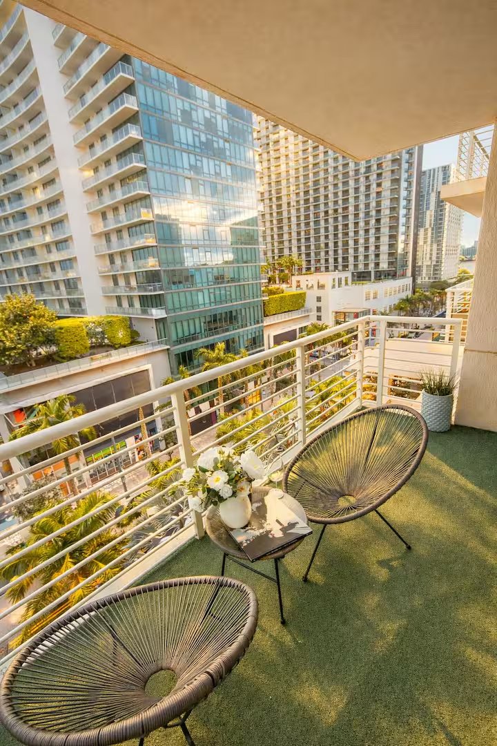 Private balcony with Midtown views